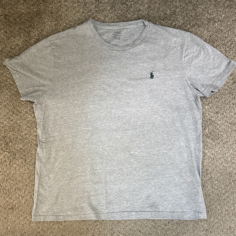 Polo Ralph Lauren Men’s Gray Crewneck T Shirt Large 100% Cotton Classic Logo